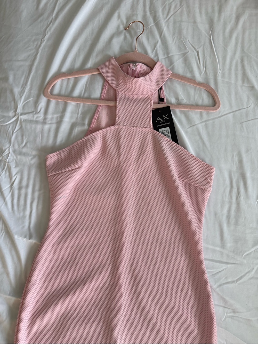 Armani Exchange Light Pink Textured Halter Dress